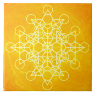 Carreau En Céramique Jaune lumineux de la géométrie sacrée de mandala
