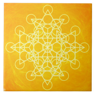 Carreau En Céramique Jaune lumineux de la géométrie sacrée de mandala