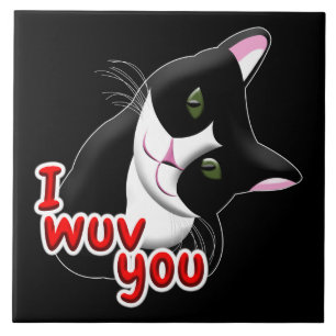 Carreau En Céramique Je vous wuv Chat