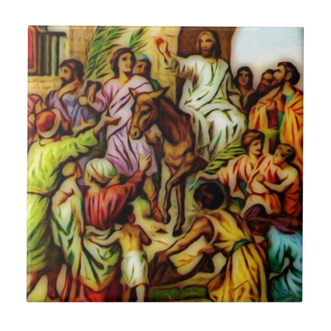 Carreau En Céramique Jésus monte l'âne dans Jérusalem (Devant)