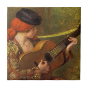 Carreau En Céramique Jeune femme espagnole avec une guitare de Pierre R