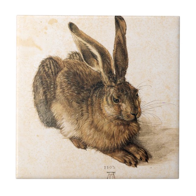 Carreau En Céramique Jeune tuile de lièvres d'Albrecht Durer (Devant)