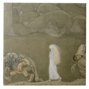 Carreau En Céramique John Bauer - princesse et trolls