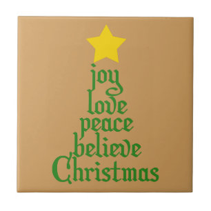 Carreau En Céramique Joie, Amour, Paix, Croire, Noël