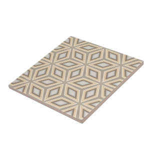 Carreau En Céramique Joli Beige Brown Retro Stars Motif