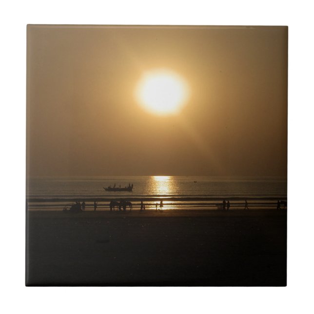 Carreau En Céramique Joli coucher de soleil d'été (Devant)