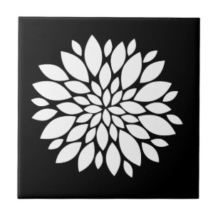Carreau En Céramique Joli pétales de fleurs blanches Art sur noir