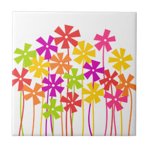 Carreau En Céramique Joli rose jaune orangé simple fleurs dessin