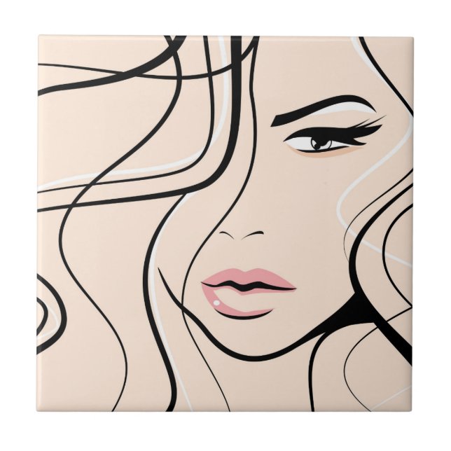 Carreau En Céramique Joli visage féminin (Devant)