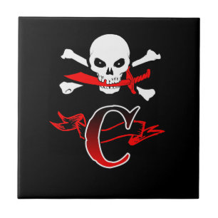 Carreau En Céramique Jolly roger C Monogramme initial