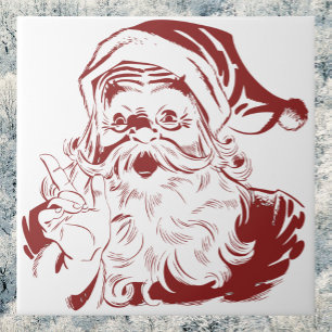 Carreau En Céramique Jolly Santa Claus dans Red Fun Retro Joyeux Noël