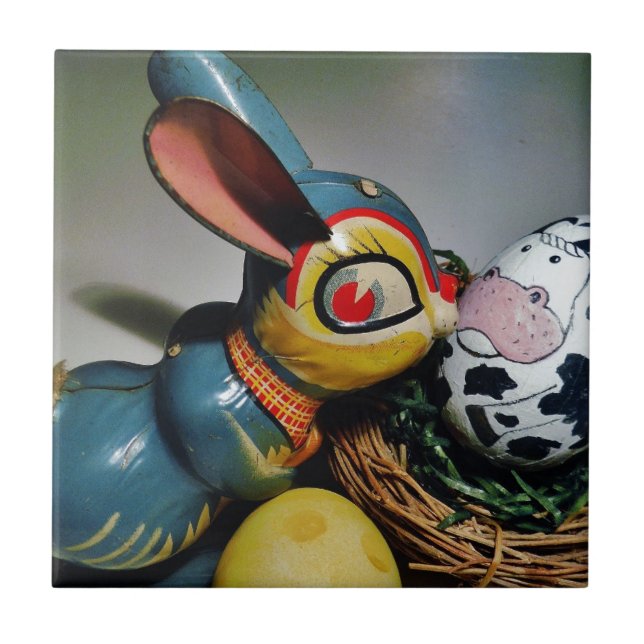 Carreau En Céramique Jouet lapin et oeuf de vache (Devant)