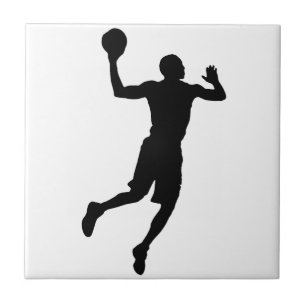 Carreau En Céramique Joueur de basket-ball Pop Art Silhouette