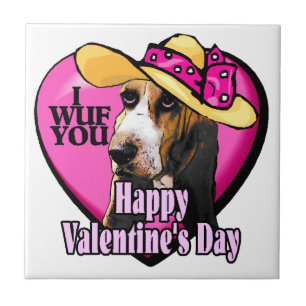 Carreau En Céramique Jour des Valentines de Basset Hound
