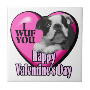 Carreau En Céramique Jour des Valentines de Boston Terrier