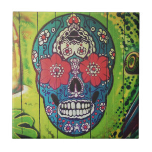 Carreau En Céramique JOURNÉE mexicaine du crâne graffiti MORT