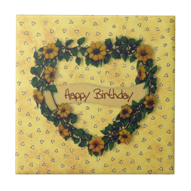 Carreau En Céramique Joyeux Anniversaire Carrelage de couronne (Devant)