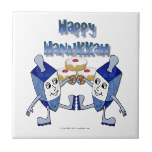 Carreau En Céramique Joyeux Hanukkah Toupie de Hanukkah Beignet