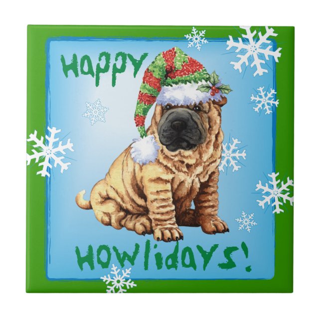 Carreau En Céramique Joyeux Howliday Shar-Pei (Devant)