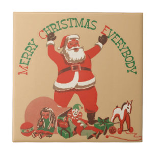 Carreau En Céramique Joyeux Noël à tous ! Père Noël vintage