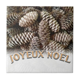 Carreau En Céramique Joyeux Noel Noël Pine Cône de Noël