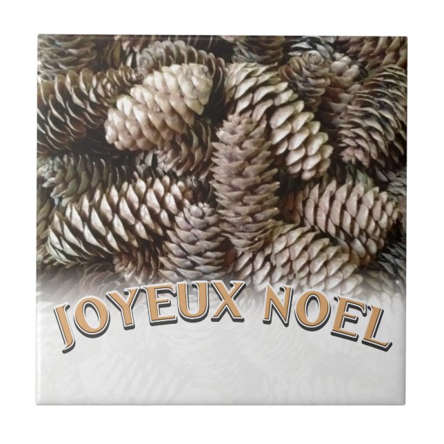 Carreau En Céramique Joyeux Noel Noël Pine Cône de Noël (Devant)