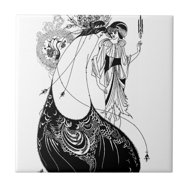 Carreau En Céramique Jupe Peacock Beardsley Art Nouveau (Devant)