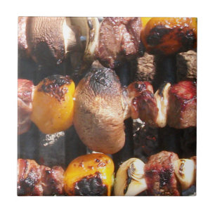 Carreau En Céramique Kabobs brochés sur barbecue Grill