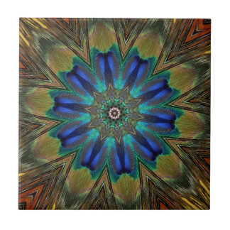 Carreau En Céramique Kaléidoscope de mandala de plume de paon
