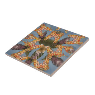 Carreau En Céramique Kaleidoscope Giraffe Mandala : Safari Art Abstrait