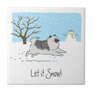 Carreau En Céramique Keeshond "Let it Snow"