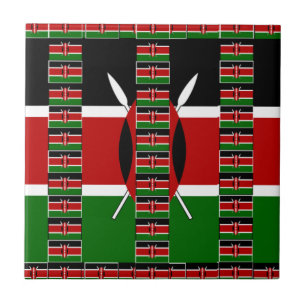 Carreau En Céramique Kenya Noir Rouge Vert Drapeau National Design