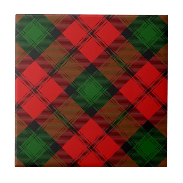 Carreau En Céramique Kerr tartan rouge vert plaid (Devant)