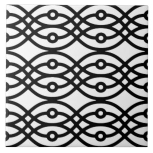 Carreau En Céramique Kimono imprimé, noir sur blanc