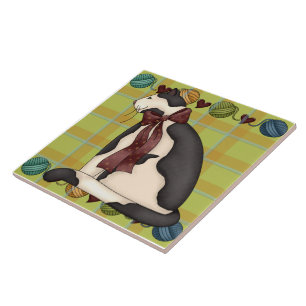 Carreau En Céramique Kitty sur Trivet en mosaïque plate