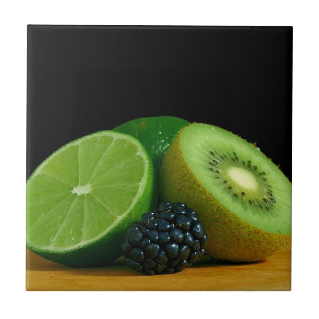 Carreau En Céramique Kiwi, chaux et Blackberry (Devant)