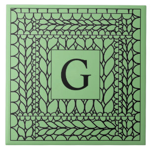 Carreau en céramique KNIT PURL SAGE + Initiale