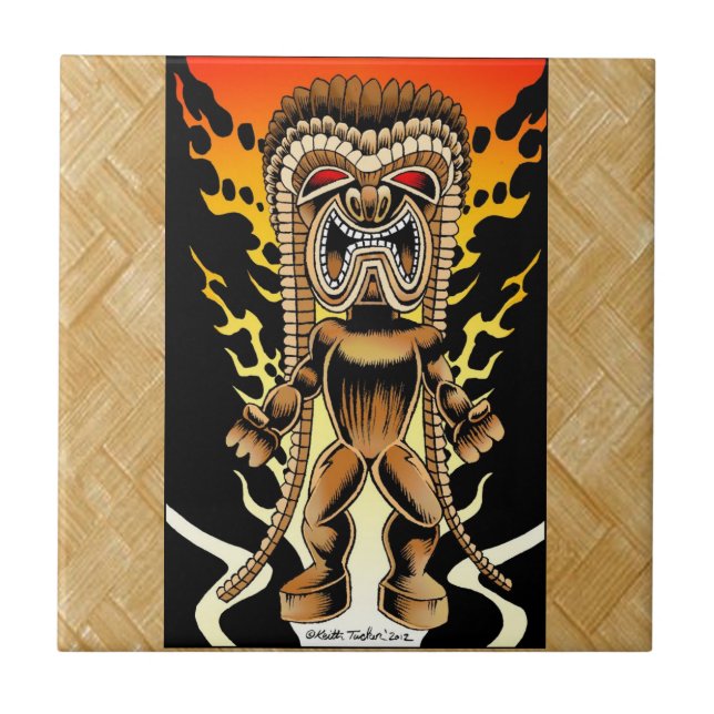 Carreau En Céramique Ku, Dieu hawaïen de Tiki (Devant)