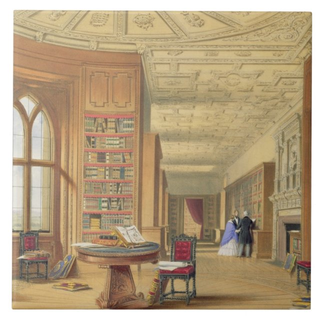 Carreau En Céramique La bibliothèque, château de Windsor, 1838 (litho (Devant)