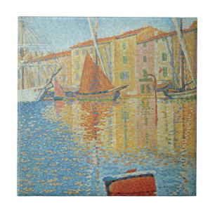 Carreau En Céramique La Bouée Rouge par Paul Signac, Pointillisme Vinta