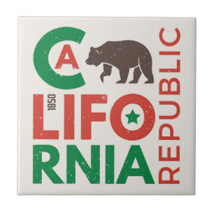 Carreau En Céramique La Californie avec le logo d'ours gris