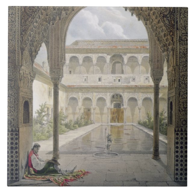 Carreau En Céramique La cour d'Alberca à Alhambra, Grenade, (Devant)