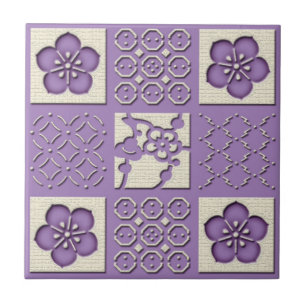 Carreau En Céramique La prune de motif vérifiée par Japonais