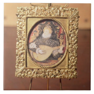 Carreau En Céramique La Reine Elizabeth I jouant le luth (inclusion