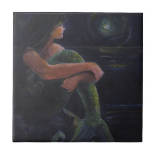 Carreau En Céramique La sirène et la lune