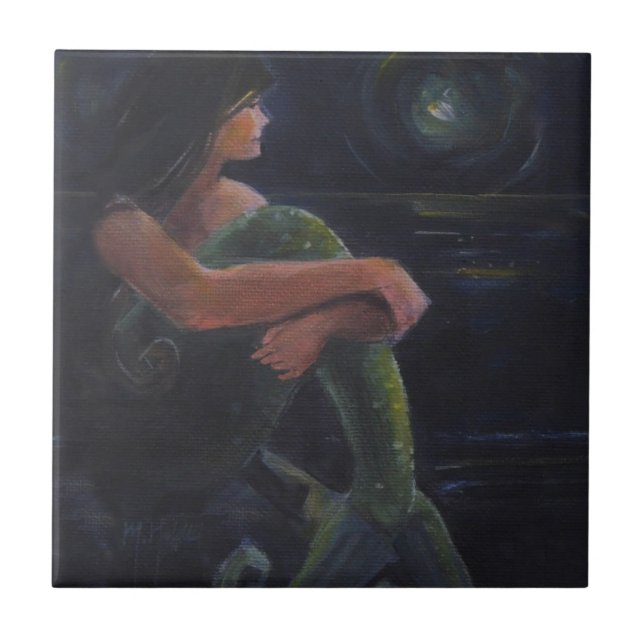 Carreau En Céramique La sirène et la lune (Devant)