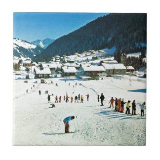 Carreau En Céramique La Suisse vintage, Morgins Ecole de ski