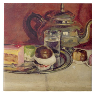 Carreau En Céramique La vie toujours avec des gâteaux et une théière