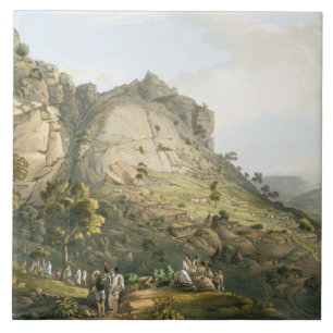 Carreau En Céramique La ville d'Abha dans Abyssinia, gravée par J. Blu
