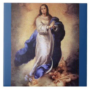 CARREAU EN CÉRAMIQUE L'ACCEPTATION DE VIERGE MARIE BÉNI